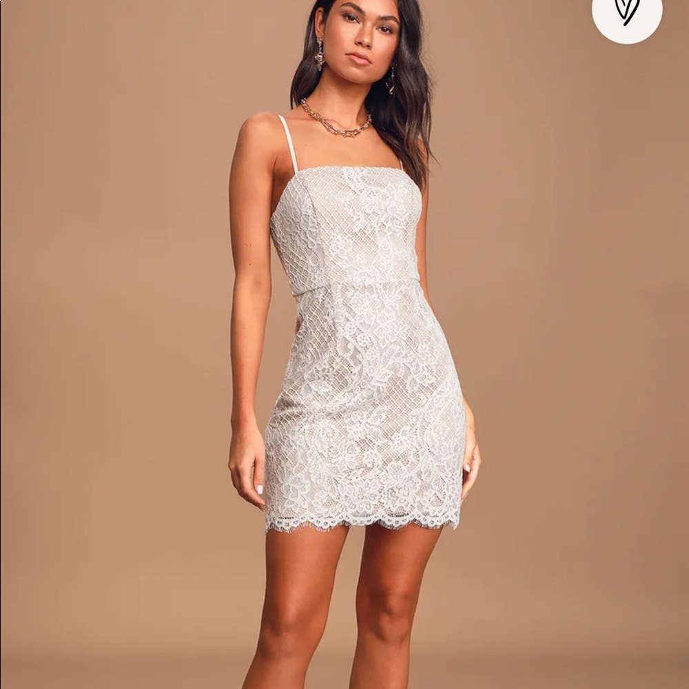 Lulu’s Love's a Dream White Lace Sleeveless Mini Dress